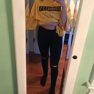 Black leggings with knee cutouts! Worn once